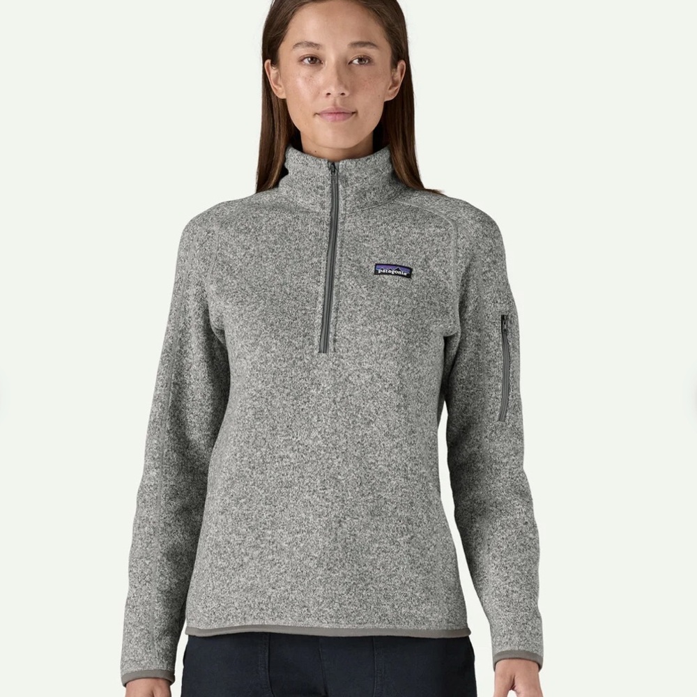 Patagonia Better Sweater Women’s S Quarter 1/4 zip Gray Grey Birch White Fleece